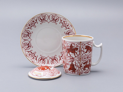 Бокал с блюдцем и крышкой 380 мл, форма Снежное утро, рисунок Сувенир Московский, арт. 81.34815.00.1