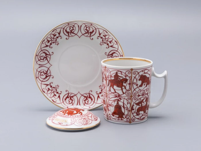 Бокал с блюдцем и крышкой 380 мл, форма Снежное утро, рисунок Сувенир Московский, арт. 81.34815.00.1, 