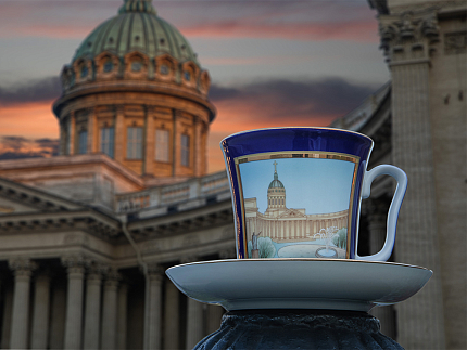 Бокал с блюдцем форма Ленинградский рисунок Канал Грибоедова арт. 81.31476.00.1