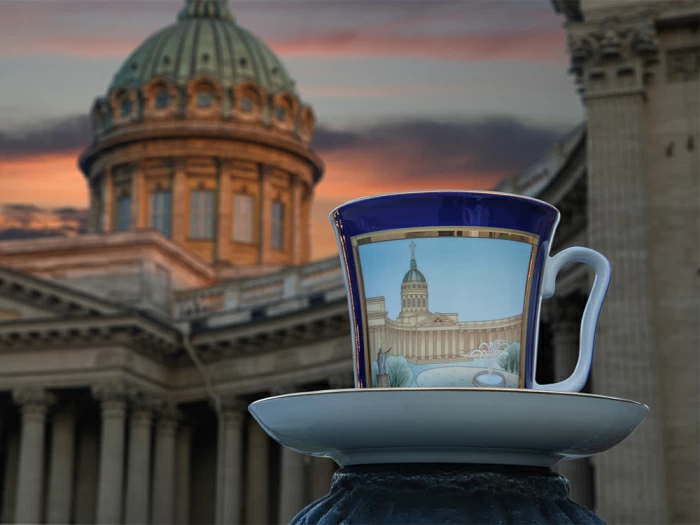 Бокал с блюдцем форма Ленинградский рисунок Канал Грибоедова арт. 81.31476.00.1, 