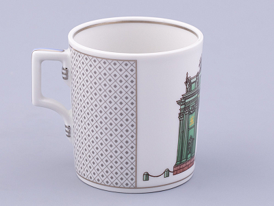 Чашка с блюдцем чайная, форма Гербовая, рисунок Серебряный город 2, арт. 81.32585.00.1