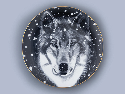 Декоративная тарелка 300 мм в подарочной упаковке, форма Эллипс 2, рисунок Тотем Волк арт. 81.26808.00.1