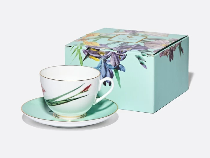 Чашка с блюдцем L’Art des Fleurs (Искусство цветов) в подарочной упаковке, форма Весенняя 2, рисунок Тигровый ирис, арт 81.33404.00.1, 