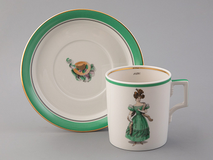 Чашка с блюдцем чайная 220 мл форма Гербовая рисунок Modes de Paris 1830 арт. 81.25415.00.1