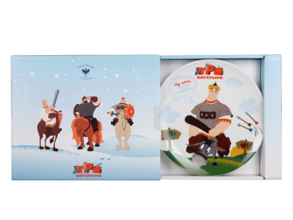 Подарочный набор декоративный 200 мм форма Эллипс рисунок Три богатыря Алеша Попович арт. 81.25185.00.1, 