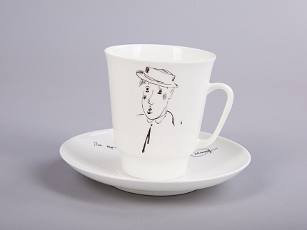 Чашка с блюдцем 165 мл форма Майская рисунок Автопортрет Юрия Никулина, арт. 81.30604.00.1
