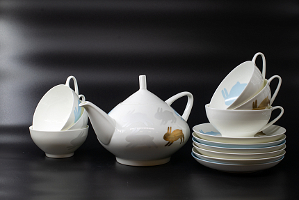 Сервиз чайный 13 предметов на 6 персон, Снежное утро, на форме Купольная, арт 61.20983.00.1