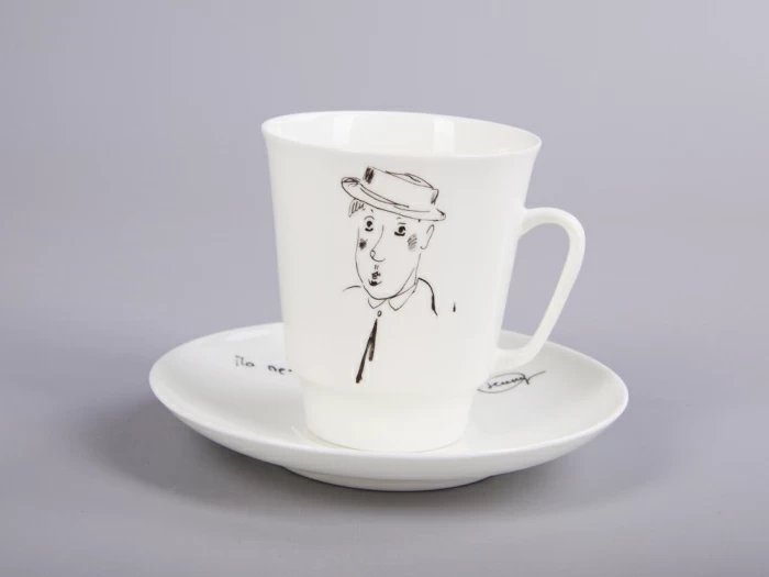 Чашка с блюдцем 165 мл форма Майская рисунок Автопортрет Юрия Никулина, арт. 81.30604.00.1, 