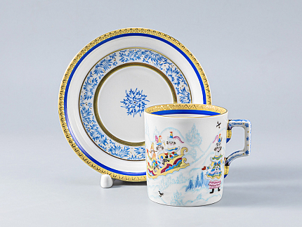 Сервиз чайный форма Гербовая рисунок Зимние забавы, 4 персон 11 предметов, арт. 81.14057.01.1