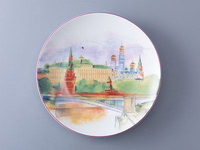 Тарелка декоративная 195 мм, форма Эллипс, рисунок Московская панорама, арт. 80.09160.00.1
