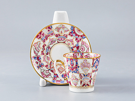 Чашка с блюдцем кофейная 80 мл.,  форма Черный кофе, рисунок Розовые узоры арт. 81.14681.00.1