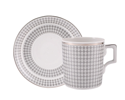 Чашка с блюдцем чайная форма Гербовая рисунок Зазеркалье. Ромбы арт. 81.27714.00.1