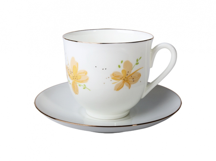 Чашка с блюдцем кофейная 180 мл.,  форма Ландыш, рисунок Желтые цветы арт. 81.17579.00.1, 