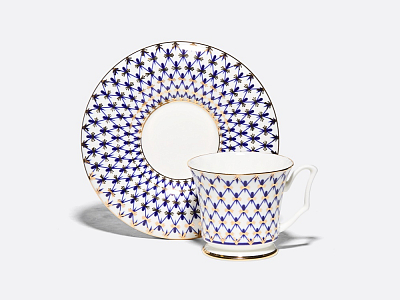 Чашка с блюдцем кофейная 145 мл форма Юлия рисунок Кобальтовая сетка арт. 81.20119.00.1