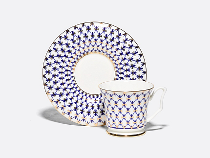 Чашка с блюдцем кофейная 145 мл форма Юлия рисунок Кобальтовая сетка арт. 81.20119.00.1