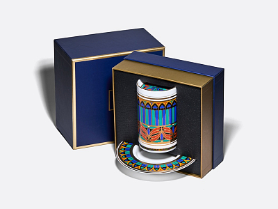 Бокал с блюдцем и крышкой 390 мл в подарочной упаковке, форма Топ, рисунок Готический 10, арт. 81.34169.00.1