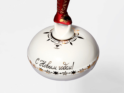 Елочная игрушка в подарочной упаковке, форма Луковица, рисунок Золотой бант, арт. 81.33930.00.1