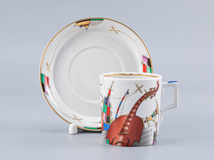 Чашка с блюдцем чайная форма Гербовая рисунок Музыкальные инструменты арт. 81.28040.00.1, 