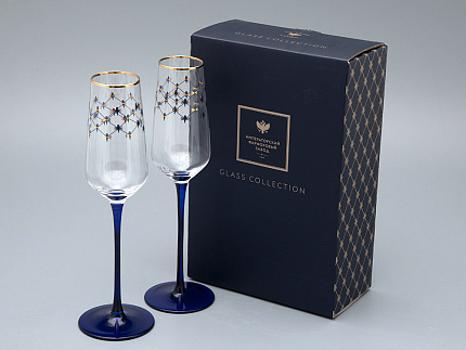 Набор (2 бокала для шампанского) 200 мл, Кобальтовая сетка арт. 14.11449.07