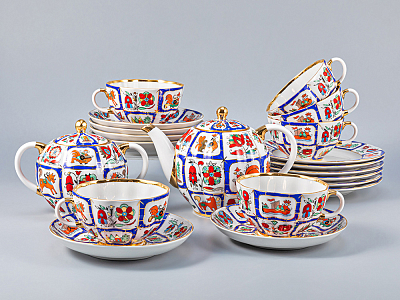 Сервиз чайный форма Тюльпан рисунок Русский лубок, 6 персон 20 предметов, арт. 81.20958.00.1