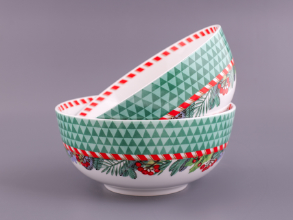 Набор салатников 2шт 190 мм, форма Восточная, рисунок Зимняя история арт. 81.11372.00.1, 