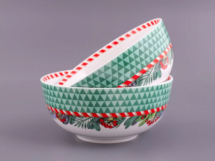 Набор салатников 2шт 190 мм, форма Восточная, рисунок Зимняя история арт. 81.11372.00.1, 