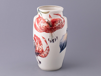 Ваза форма Китайская среднего размера рисунок Ирисы Лилия светлый, арт 80.47140.00.1