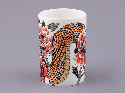 Бокал с блюдцем и крышкой в подарочной упаковке, форма top, рисунок TATTOO SERPENTA , арт. 81.32804.00.1