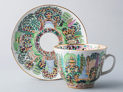 Чашка с блюдцем, форма Подарочная, рисунок Весенний Парк, арт 81.14820.00.1