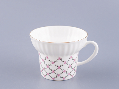 Чашка с блюдцем кофейная 155 мл.,  форма Волна, рисунок Розовая сетка арт. 81.14621.00.1