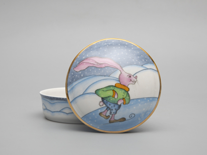 Туалетная коробочка форма Круглая рисунок Зима. Заяц арт. 81.31060.00.1, 