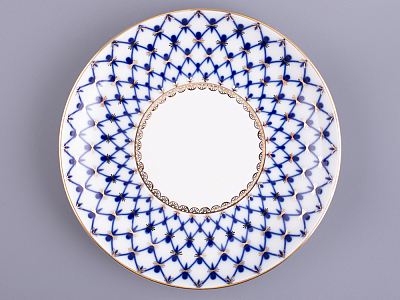 Бокал с блюдцем и с крышкой 380 мл форма Снежное утро рисунок Кобальтовая сетка арт. 81.15425.00.1