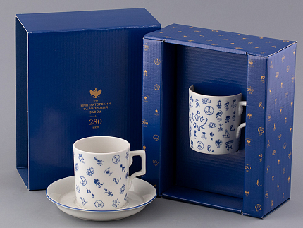 Подарочный набор Чашка с блюдцем чайная, форма Гербовая, рисунок Лого 1, арт 81.32931.00.1