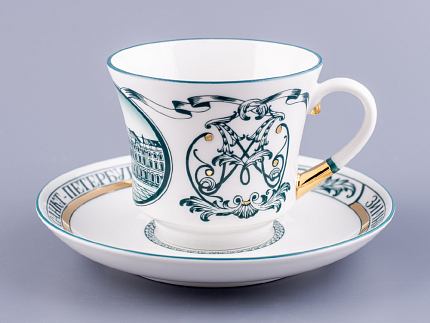 Чашка с блюдцем чайная 220 мл форма Банкетная рисунок Зимний дворец арт. 81.15309.00.1
