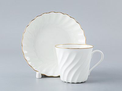 Чашка с блюдцем кофейная 155 мл.,  форма Витая,  рисунок Золотой кантик арт. 81.13928.00.1