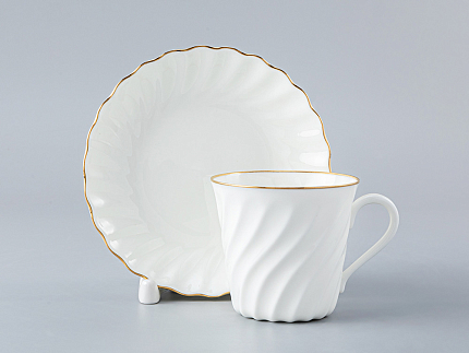 Чашка с блюдцем кофейная 155 мл.,  форма Витая,  рисунок Золотой кантик арт. 81.13928.00.1