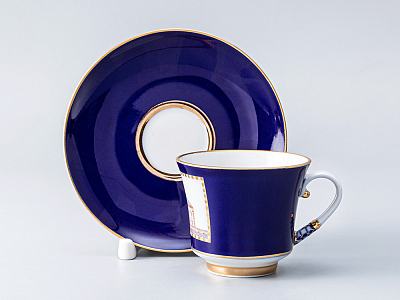 Чашка с блюдцем кофейная 145 мл.,  форма Банкетная, рисунок Классика Петербурга 52% №3 арт. 81.18110.00.1