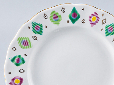 Тарелка мелкая 180 мм. форма Тюльпан рисунок Перо павлина, арт. 80.97649.00.1