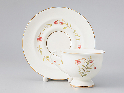 Чашка с блюдцем чайная форма Айседора рисунок Клюква, арт. 81.27539.00.1