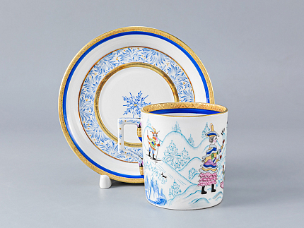 Чашка с блюдцем чайная форма Гербовая рисунок Зимние забавы 1 арт. 81.15129.00.1