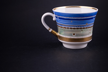 Чашка с блюдцем 220мл, Зима в голубом, форма Банкетная арт 61.21044.00.1