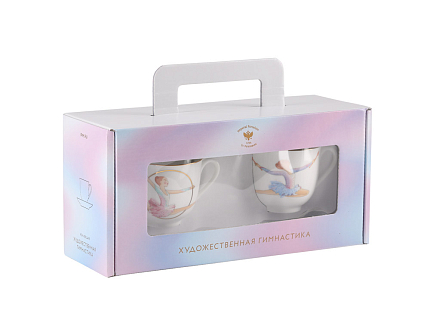 Подарочный набор чашек с блюдцем форма Ландыш рисунок Обруч и Булавы на 2 персоны арт. 81.28504.00.1