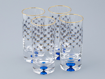 Набор из 4-х высоких стаканов Кобальтовая сетка 300 мл арт. 14.11004.07