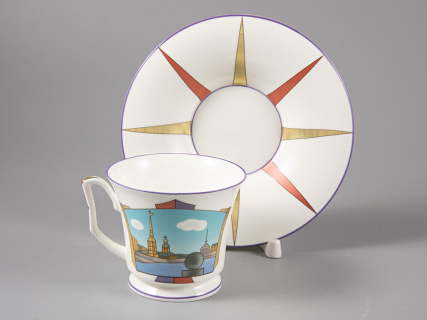 Чашка с блюдцем чайная, форма Юлия рисунок Петербургские картинки. Невские берега, арт. 81.29022.00.1, 