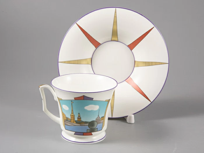 Чашка с блюдцем чайная, форма Юлия рисунок Петербургские картинки. Невские берега, арт. 81.29022.00.1, 