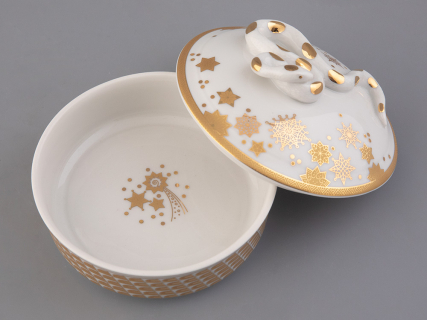 Туалетная коробочка форма Круглая. Змея, рисунок Золотая змейка, арт. 80.48226.00.1, 