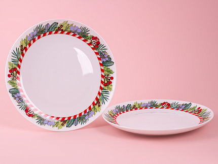 Набор тарелок 210 мм, форма Восточная, рисунок Зимняя история. арт. 81.11375.00.1