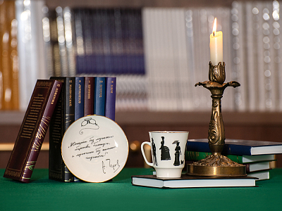 Чашка с блюдцем 165 мл форма Майская рисунок Русские писатели Чехов, арт. 81.31160.00.1