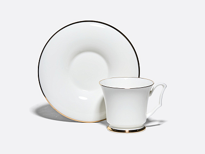 Чашка с блюдцем кофейная 145 мл.,  форма Юлия,  рисунок Золотая лента арт. 81.17853.00.1