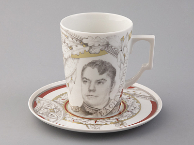 Бокал с блюдцем в подарочной упаковке, форма Гранд, рисунок Маршалы победы Василевский А.В., арт. 81.33242.00.1